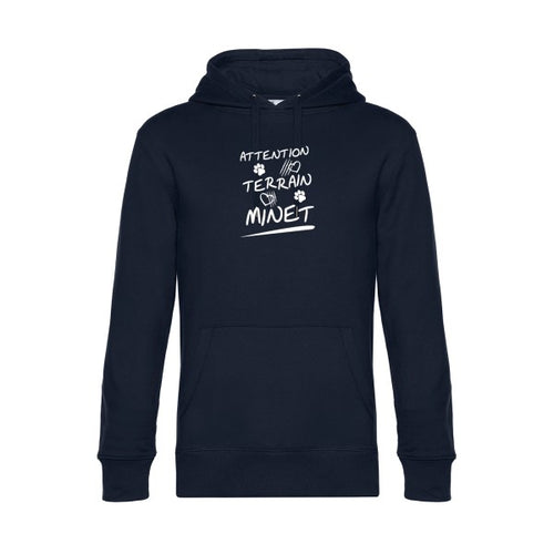 Attention-Terrain-Minet sweat shirt original Navy Blue flex Blanc impression Face