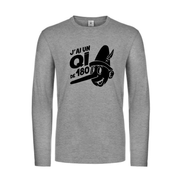 quotient intellectuel - t shirt- manches- longues- original- humour- Sport Grey impression Face
