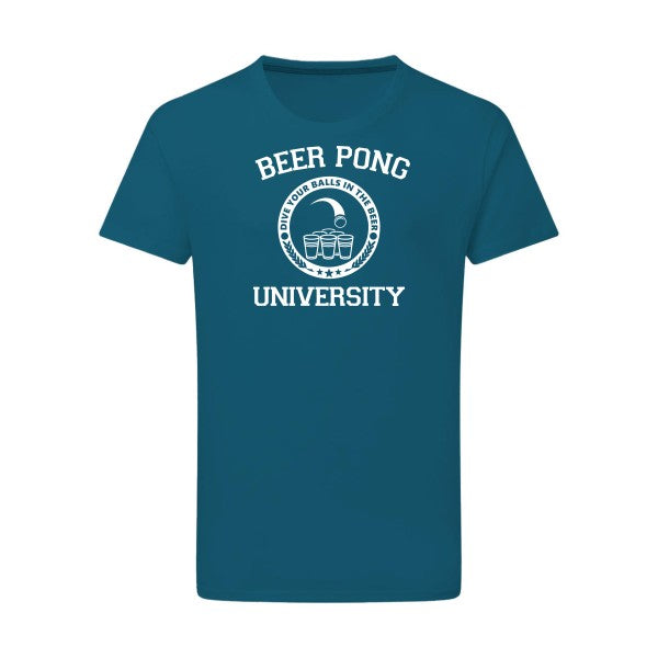 Beer Pong Blanc -Flex Blanc sur T-shirt SG  Petrol  2XL