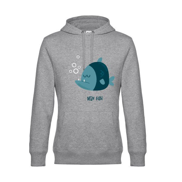 M-en-fish- Sweat à capuche original Heather Grey - RueDuTeeshirt
