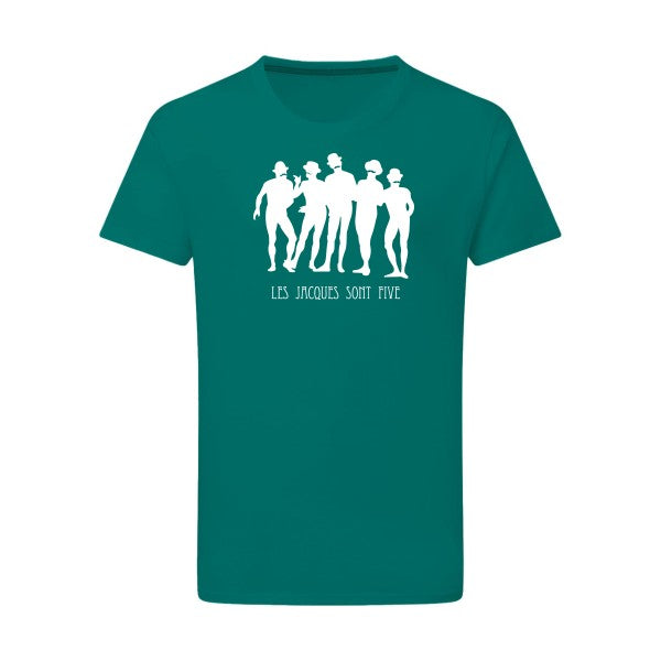 Les Jacques sont Five Blanc -Flex Blanc sur T-shirt SG  Emerald Green  2XL