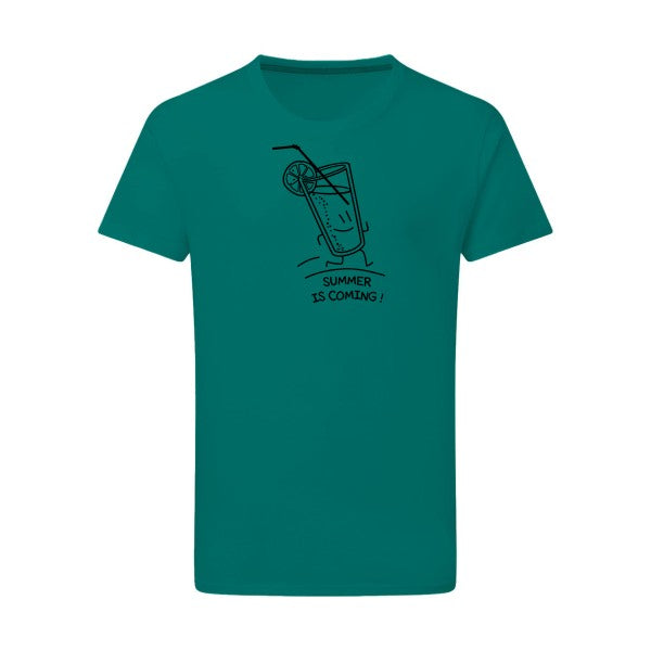 Summer is coming ! noir -Flex noir sur T-shirt SG  Emerald Green  2XL