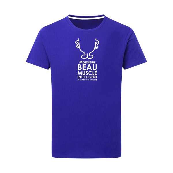 Monsieur Moi Blanc -Flex Blanc sur T-shirt SG  Royal Blue  5XL