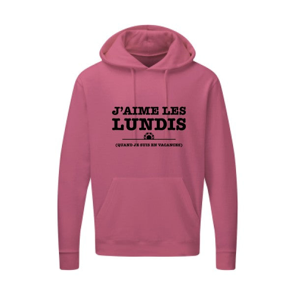 J'aime les lundis quand... Noir |Sweat capuche imprimé homme