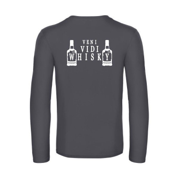 veni vidi whisky - t shirt- manches- longues- original- humour- Dark Grey impression Dos