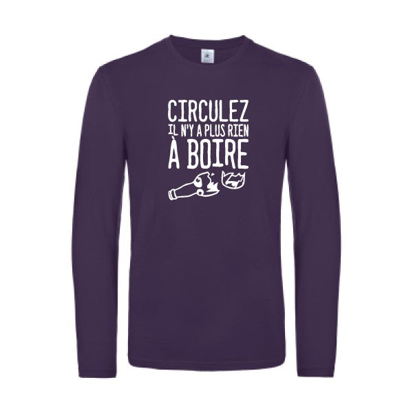 circulez il n y a plus rien a boire - t shirt- manches- longues- original- humour- Urban Purple impression Face