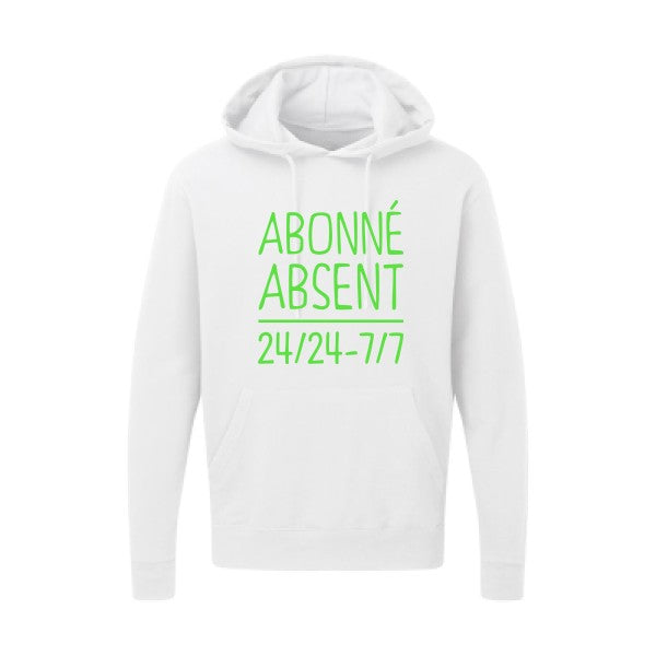 Abonné absent Vert fluo |Sweat capuche imprimé homme