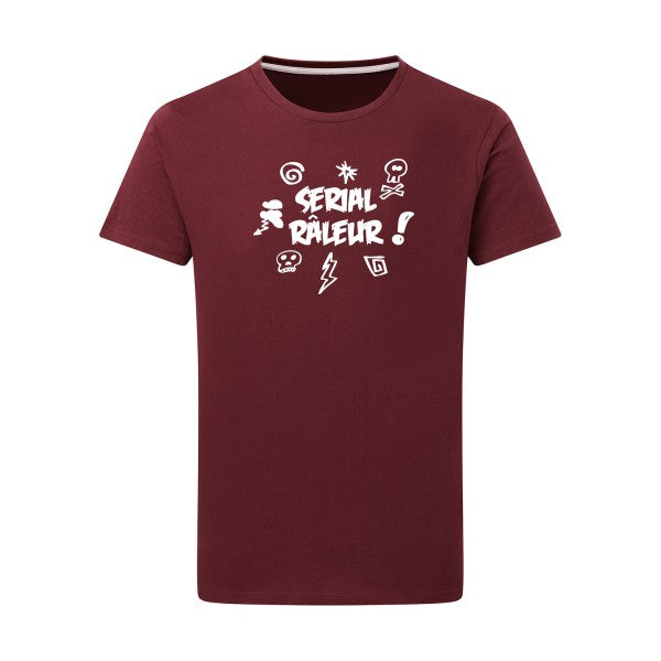 Serial râleur Blanc -Flex Blanc sur T-shirt SG  Burgundy  2XL