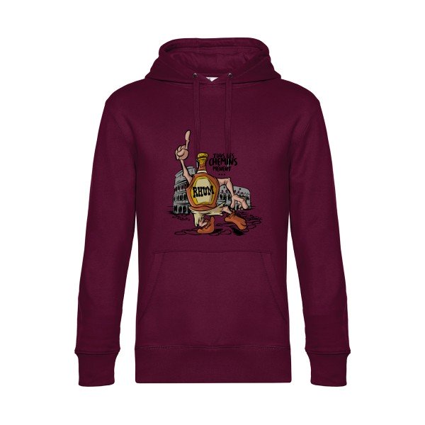 tous-les-chemins.- Sweat à capuche original Burgundy - RueDuTeeshirt