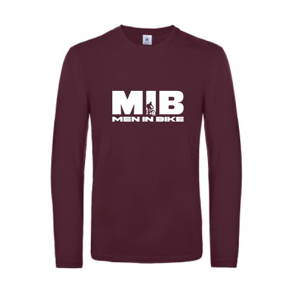men in bike - t shirt- manches- longues- original- humour- Burgundy impression Face