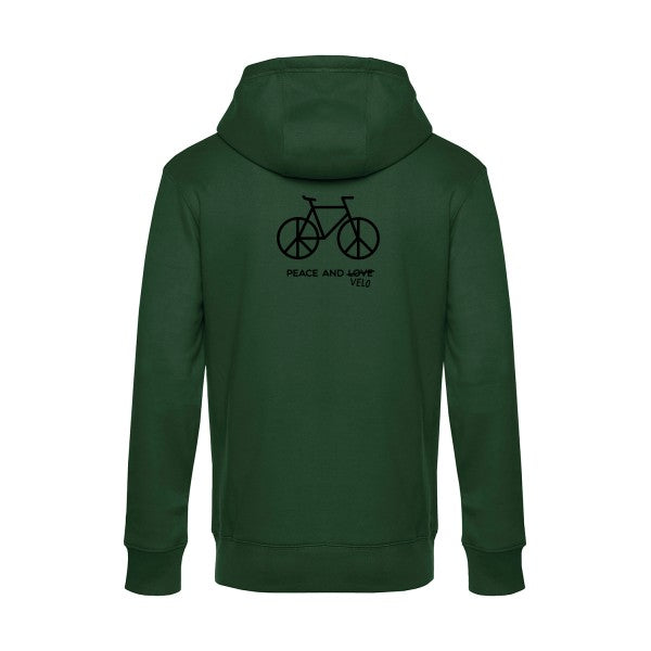 Peace-and-velo sweat shirt original Bottle Green flex Noir impression Dos