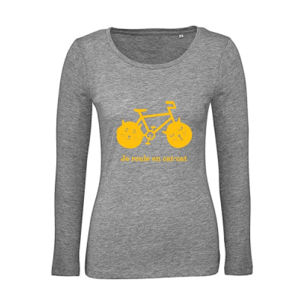 cat-cat bike jaune Or |   T shirt manches longues femme|100% bio