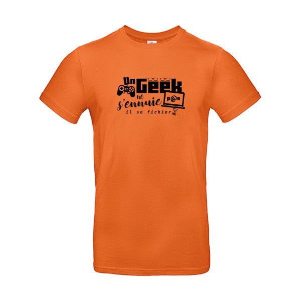 Un geek ne s'ennuie pas Flex noir |E190 T-shirt|Urban Orange||2XL