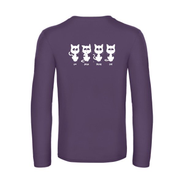 un deux trois cat - t shirt- manches- longues- original- humour- Urban Purple impression Dos