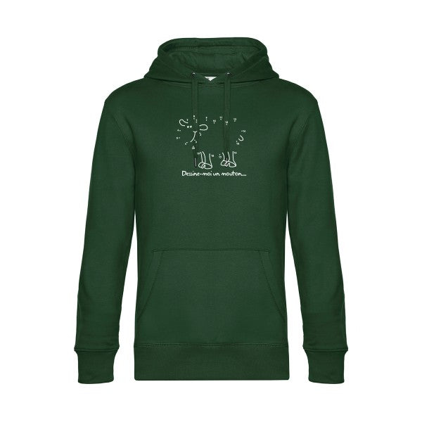Dessine-moi-un-mouton sweat shirt original Bottle Green flex Blanc impression Face
