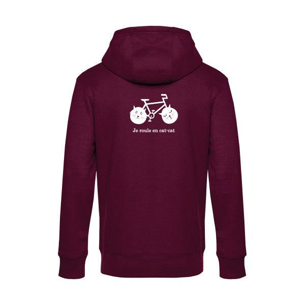 cat-cat-bike sweat shirt original Burgundy flex Blanc impression Dos