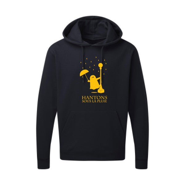 Hantons sous la pluie jaune Or |Sweat capuche imprimé homme