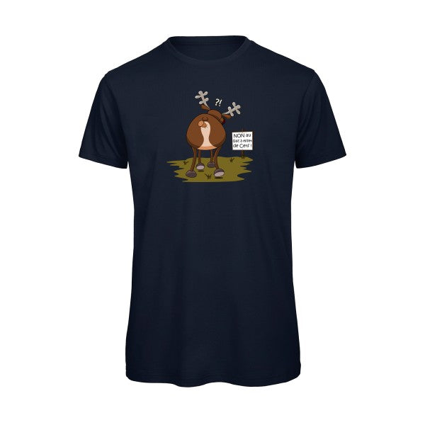 T-shirt humour original Gaz A Effet De Cerf T Shirt couleur Navy