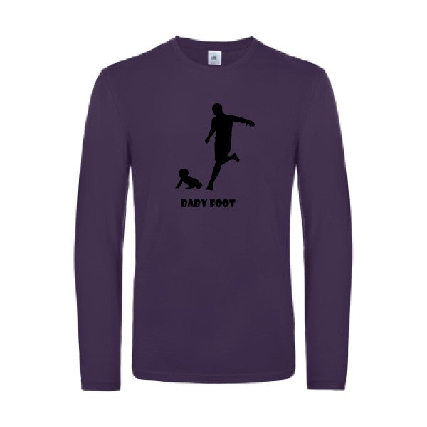 baby foot - t shirt- manches- longues- original- humour- Urban Purple impression Face