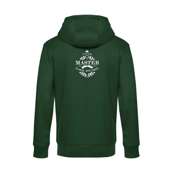 Master-en-glande-appliquee sweat shirt original Bottle Green flex Blanc impression Dos