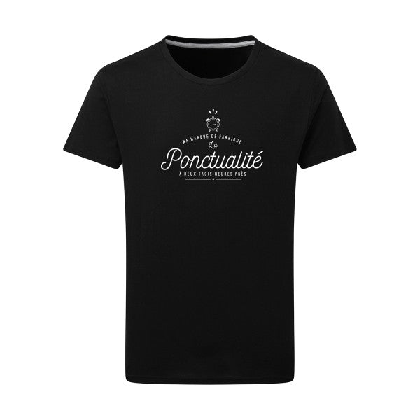 La Ponctualité Blanc -Flex Blanc sur T-shirt SG  Dark Black  4XL