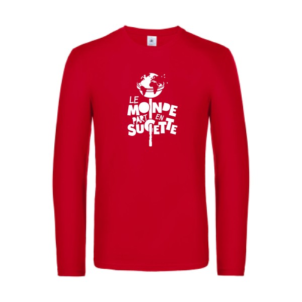 le monde part en sucette - t shirt- manches- longues- original- humour- Red impression Face