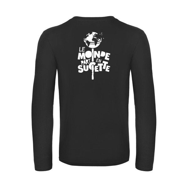 le monde part en sucette - t shirt- manches- longues- original- humour- Black impression Dos