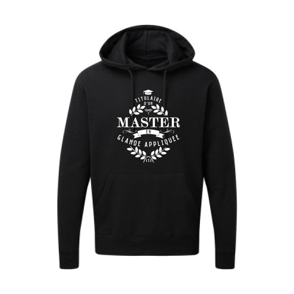 Master en glande appliquée Blanc |Sweat capuche imprimé homme