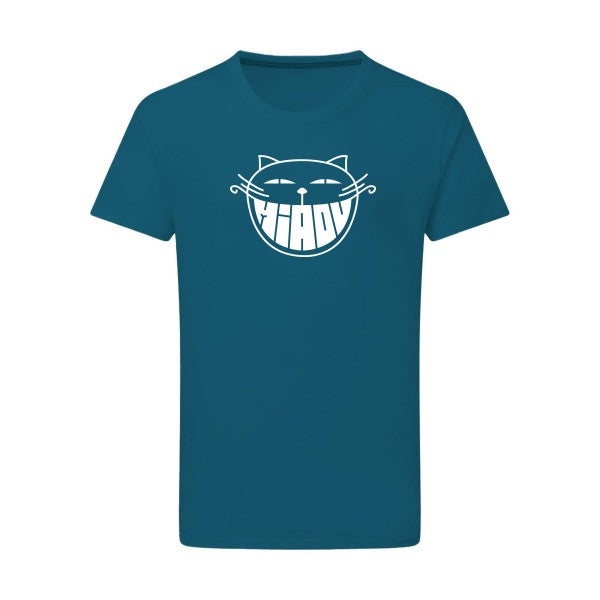 The smiling cat -Flex Blanc sur T-shirt SG  Petrol  2XL