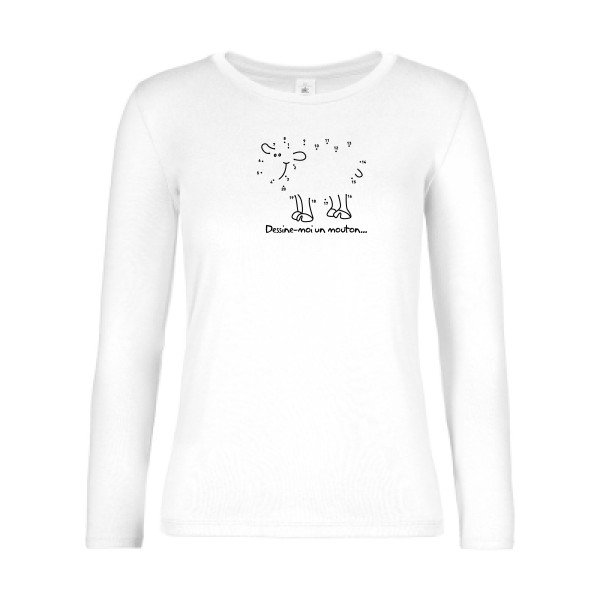 t-shirt lsl femme Dessine-moi-un-mouton White flex Noir