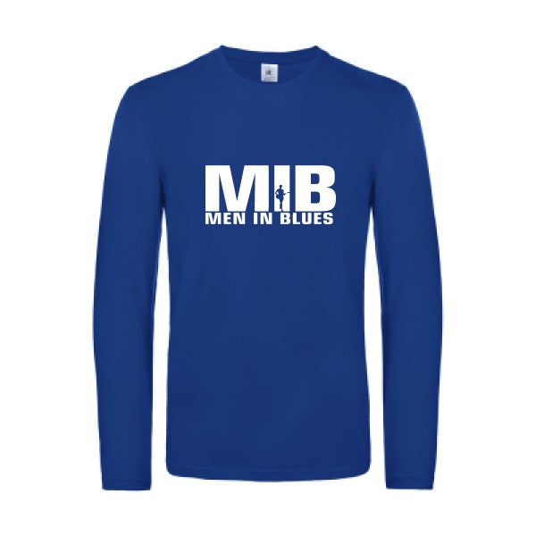 men in blues - t shirt- manches- longues- original- humour- Royal Blue impression Face