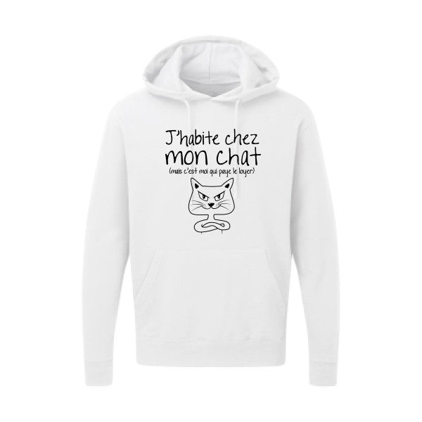 J'habite chez mon chat Noir |Sweat capuche imprimé homme