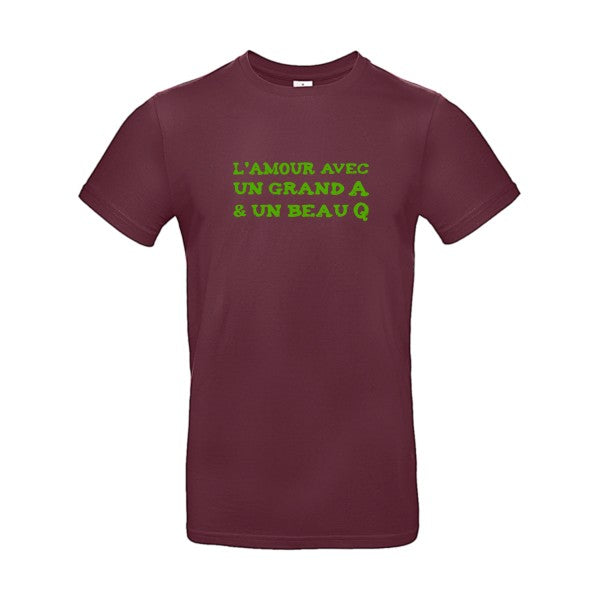 L'Amour avec un grand A et un beau Q ! flex Vert pomme B&C - E190 T-shirt|Burgundy||2XL