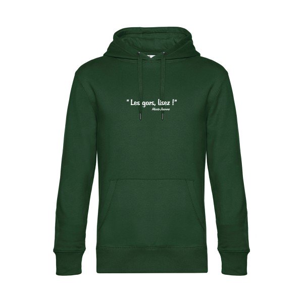 Les-gars-lisez sweat shirt original Bottle Green flex Blanc impression Face