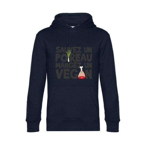 vegan-poireau- Sweat à capuche original Navy Blue - RueDuTeeshirt
