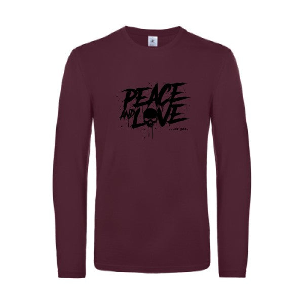 peace or no peace - t shirt- manches- longues- original- humour- Burgundy impression Face