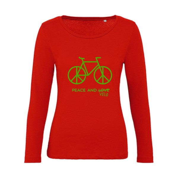 Peace and vÃ©lo Vert pomme |   T shirt manches longues femme|100% bio