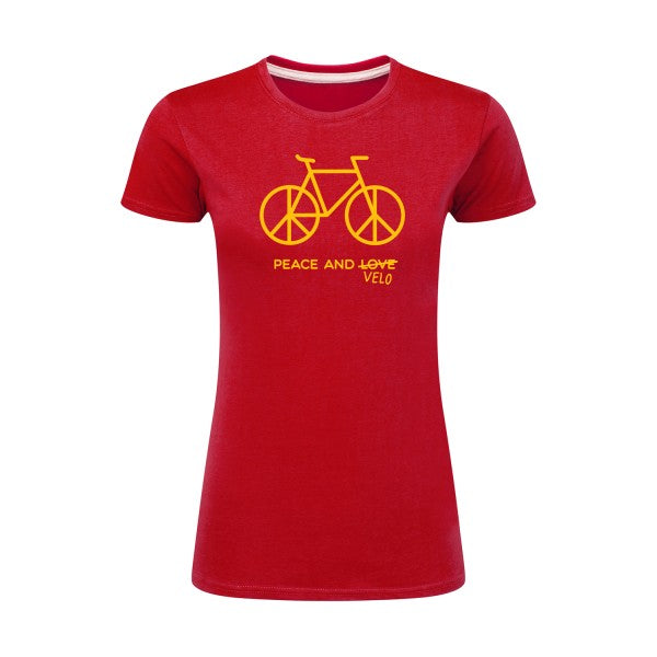 Peace and vélo jaune Or |T shirt original femme|SG