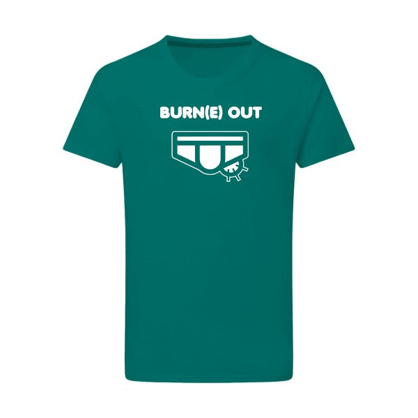 Burn(e) Out Blanc -Flex Blanc sur T-shirt SG  Emerald Green  2XL