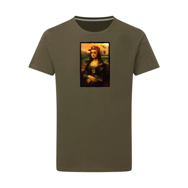 T-shirt homme La Joconde - T-shirt inspiré de la célèbre œuvre d'art Military Green 2XL