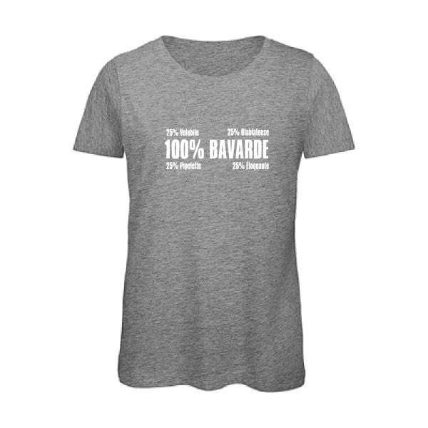 T shirt humour bio femme   femme bio|  Bavarde Blanc 