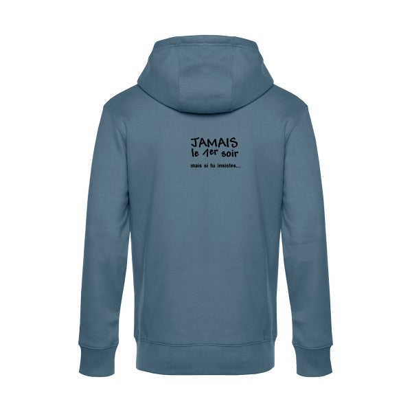 JAMAIS... sweat shirt original nordic blue flex Noir impression Dos