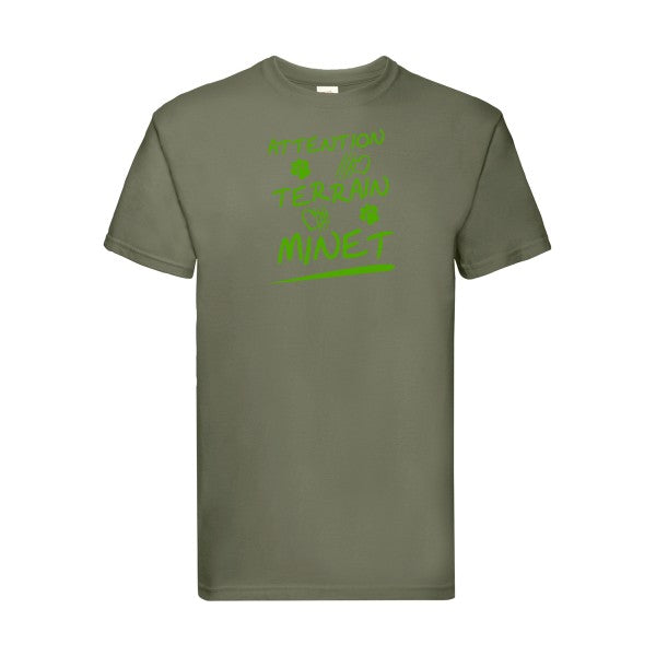 T-shirt|Attention Terrain Minet |Vert pomme|Fruit of the loom 205  G