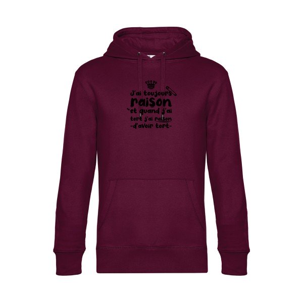 J-ai-toujours-raison sweat shirt original Burgundy flex Noir impression Face