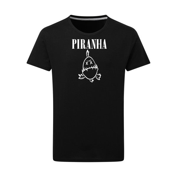 Piranha -Flex Blanc sur T-shirt SG  Dark Black  4XL