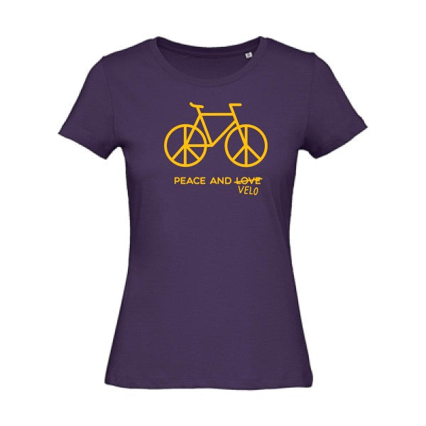 T shirt humour bio femme   femme bio|Peace and vÃ©lo jaune Or 