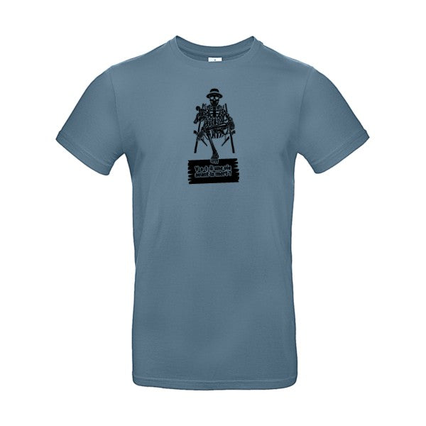 Y a-t-il une vie avant la mort ? flex noir B&C - E190 T-shirt|Stone Blue||2XL