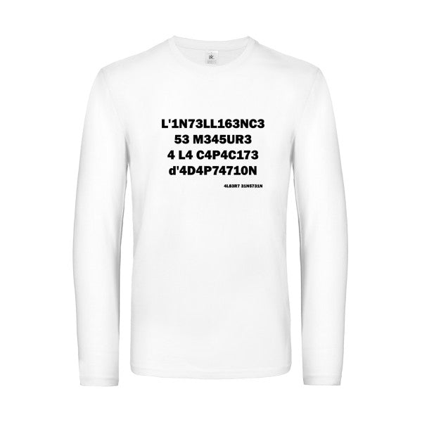 l -intelligence - t shirt- manches- longues- original- humour- White impression Face