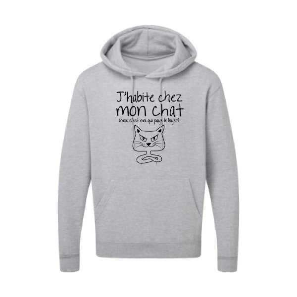 J'habite chez mon chat Noir |Sweat capuche imprimé homme