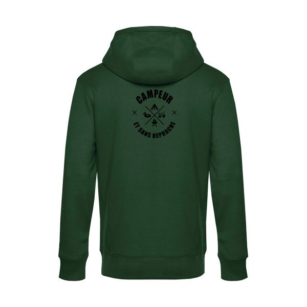CAMPEUR... sweat shirt original Bottle Green flex Noir impression Dos